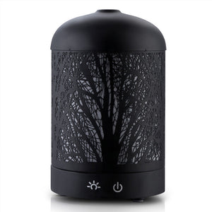 DEVANTI Aroma Diffuser Aromatherapy LED Night Light Air Humidifier Black Forrest Pattern