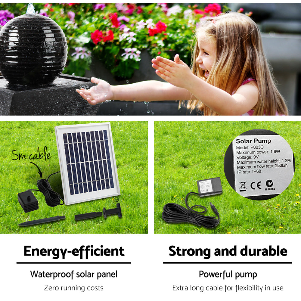 Gardeon Solar Powered Water Fountain Twist Design with Lights