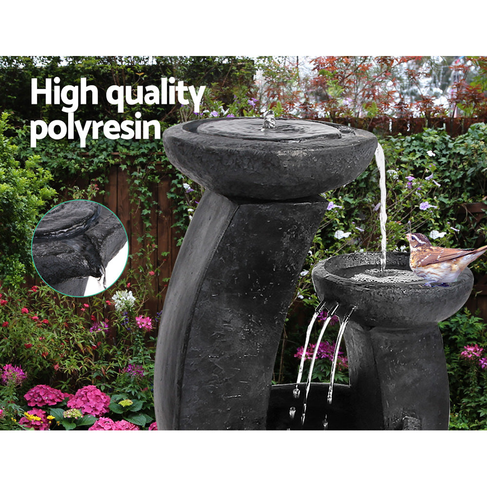 3 Tier Solar Powered Water Fountain Bird Bath with LED Light