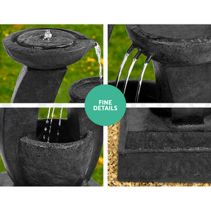 3 Tier Solar Powered Water Fountain Bird Bath with LED Light