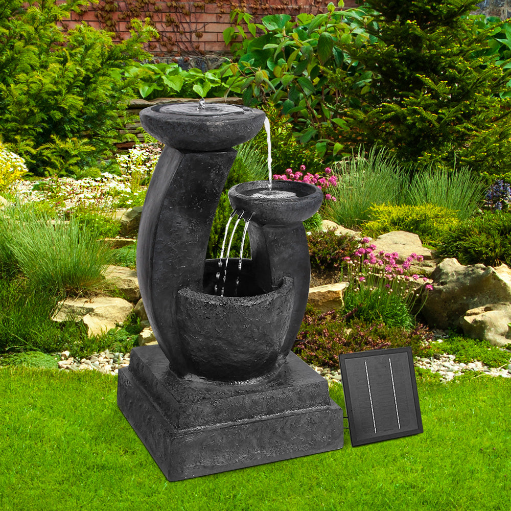 3 Tier Solar Powered Water Fountain Bird Bath with LED Light