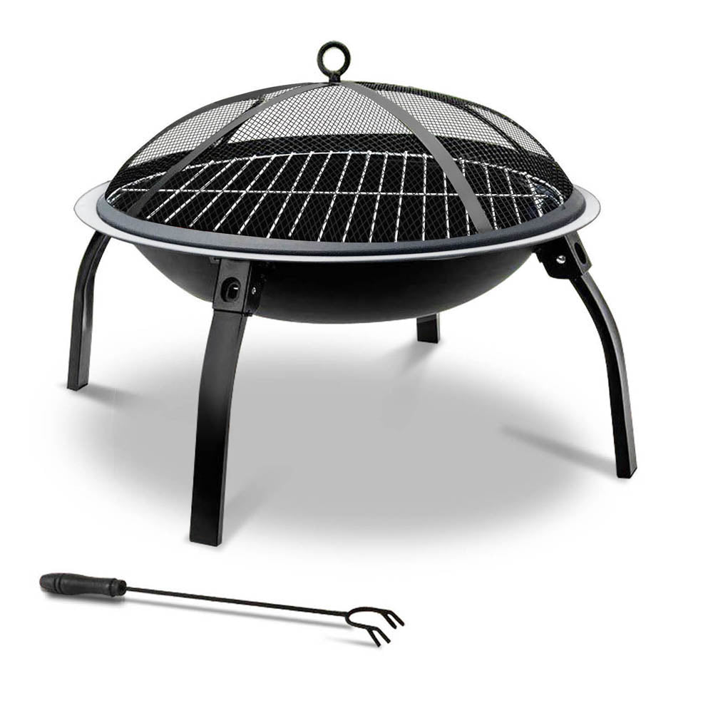 Outdoor Fire Pit BBQ Charcoal Grill Smoker Portable Camping Garden 30"