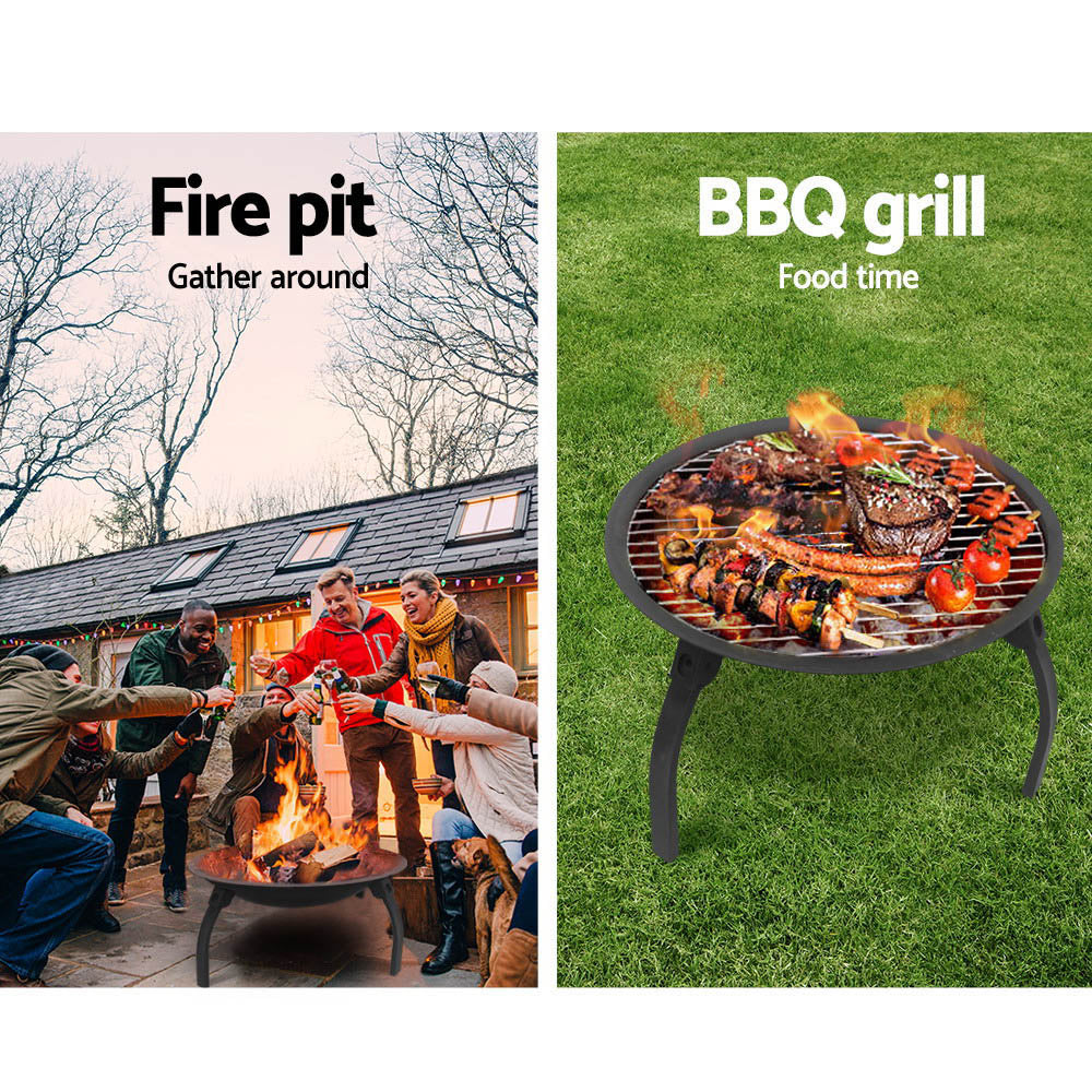 Outdoor Fire Pit BBQ Charcoal Grill Smoker Portable Camping Garden 30"