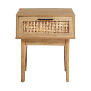 Artiss Bedside Table Nightstand Storage Cabinet Rattan Wood