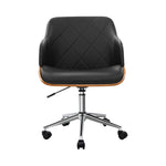 Artiss Wooden Office Chair Computer PU Leather Desk Chairs Executive Black Wood