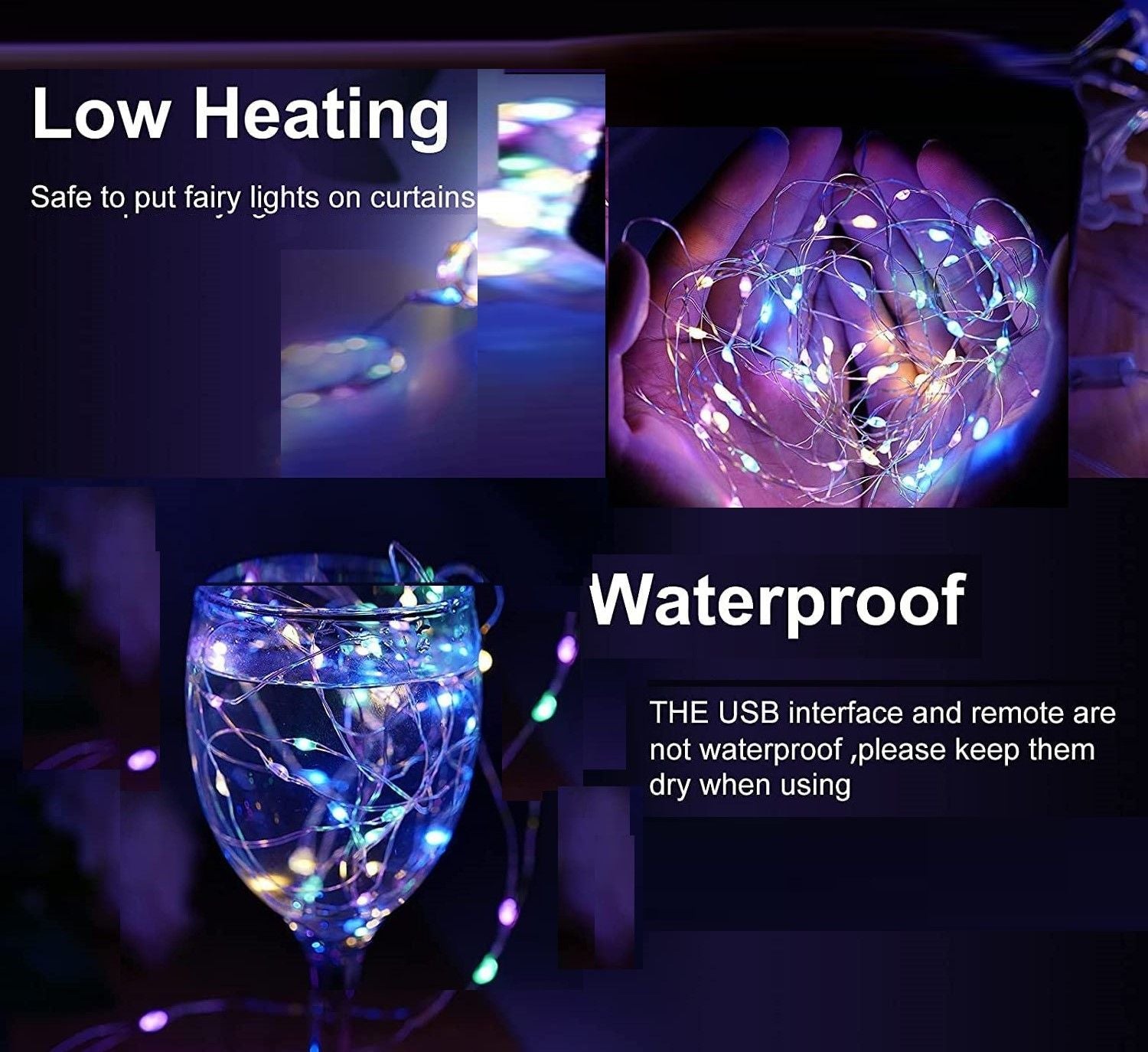 Waterproof LED String Lights Curtain USB Powered