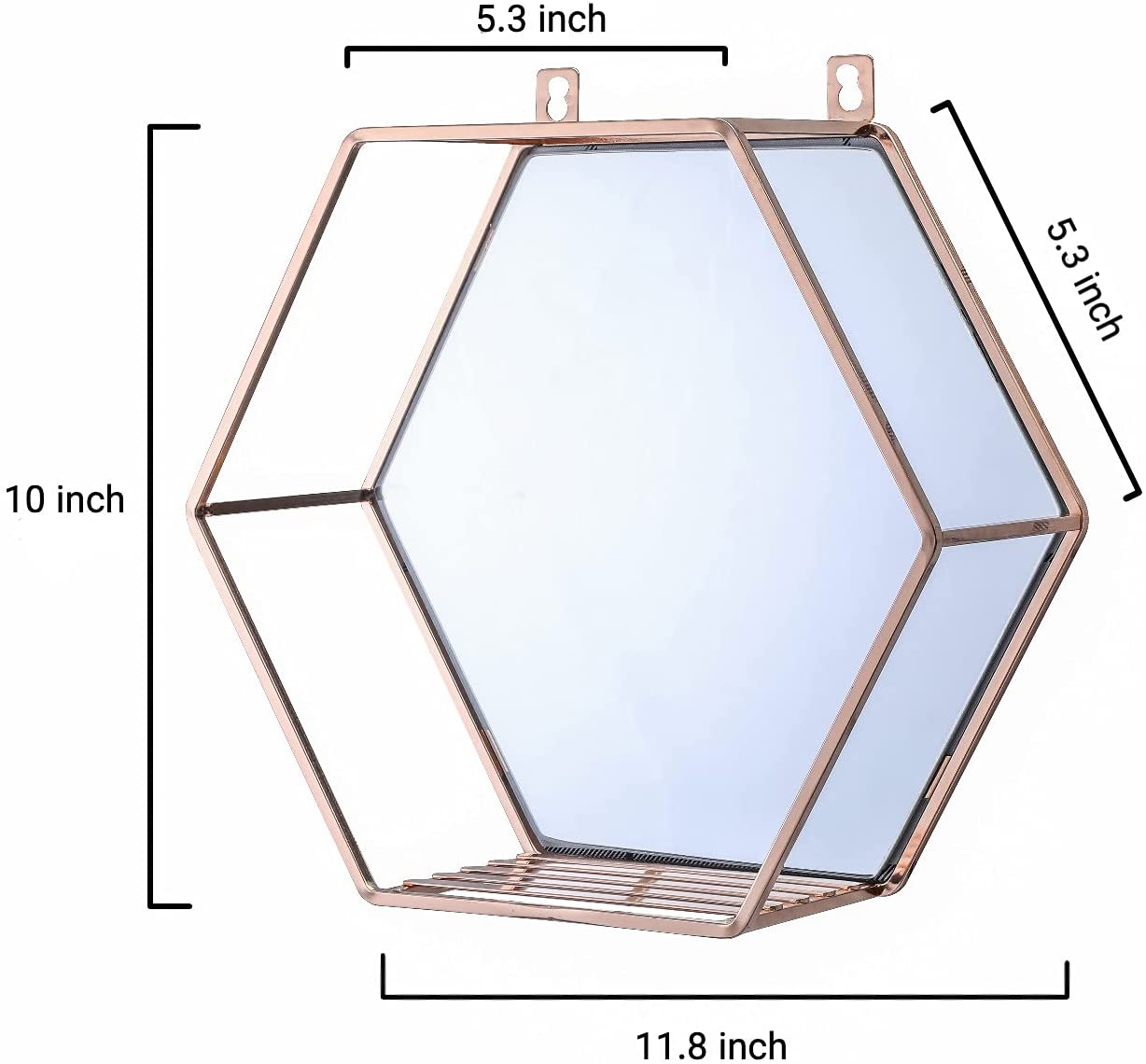 Hexagon Hanging Mirror Rose Gold Colour