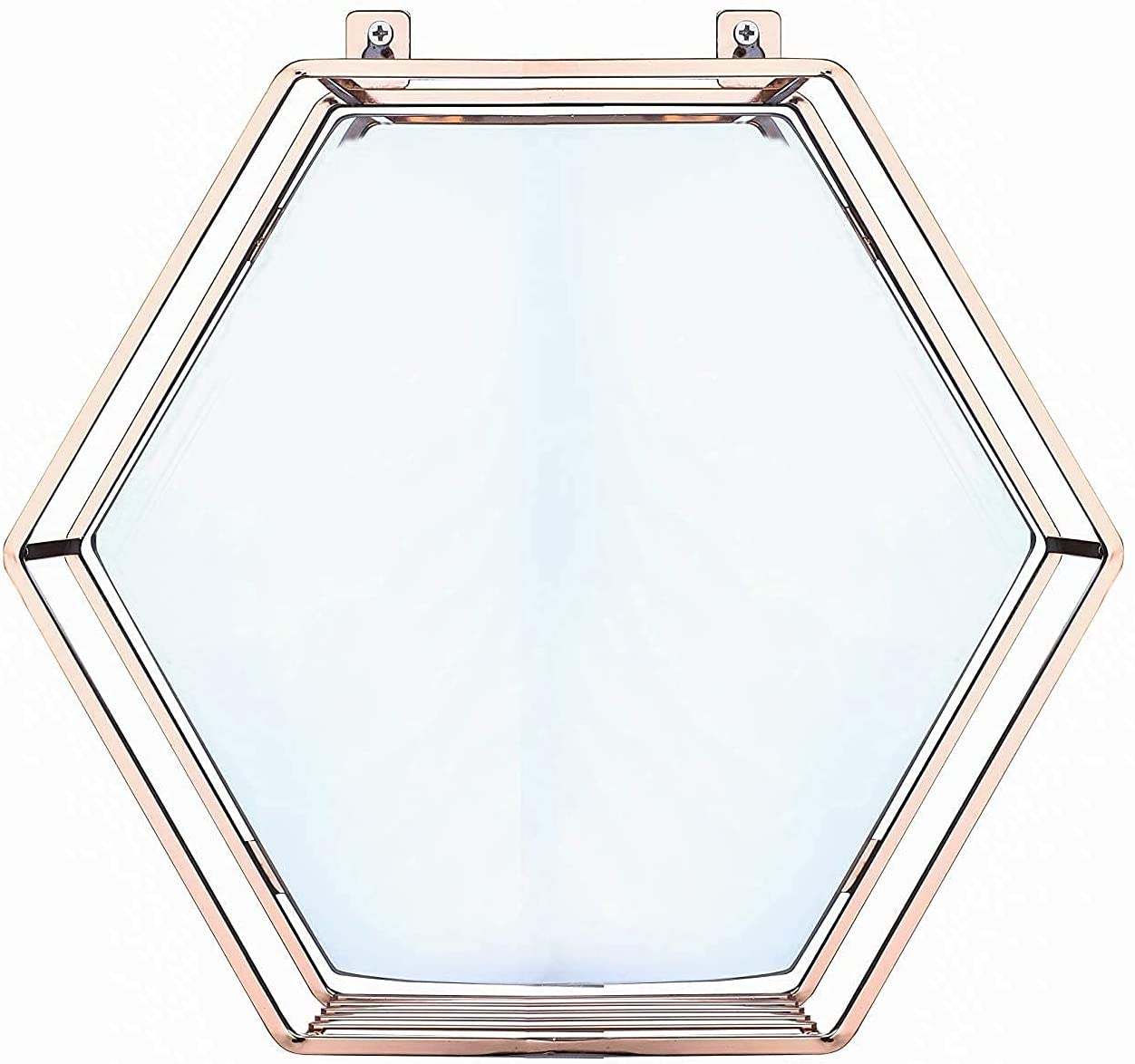 Hexagon Hanging Mirror Rose Gold Colour