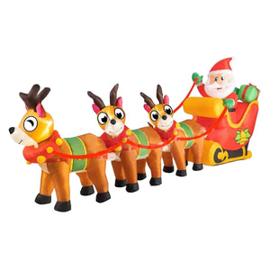 2.9m Santa Reindeers & Sleigh Built-In Blower LED Lighting