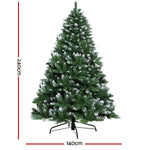 Jingle Jollys Christmas Tree 2.4M Xmas Trees Decorations Snowy Green 1400 Tips