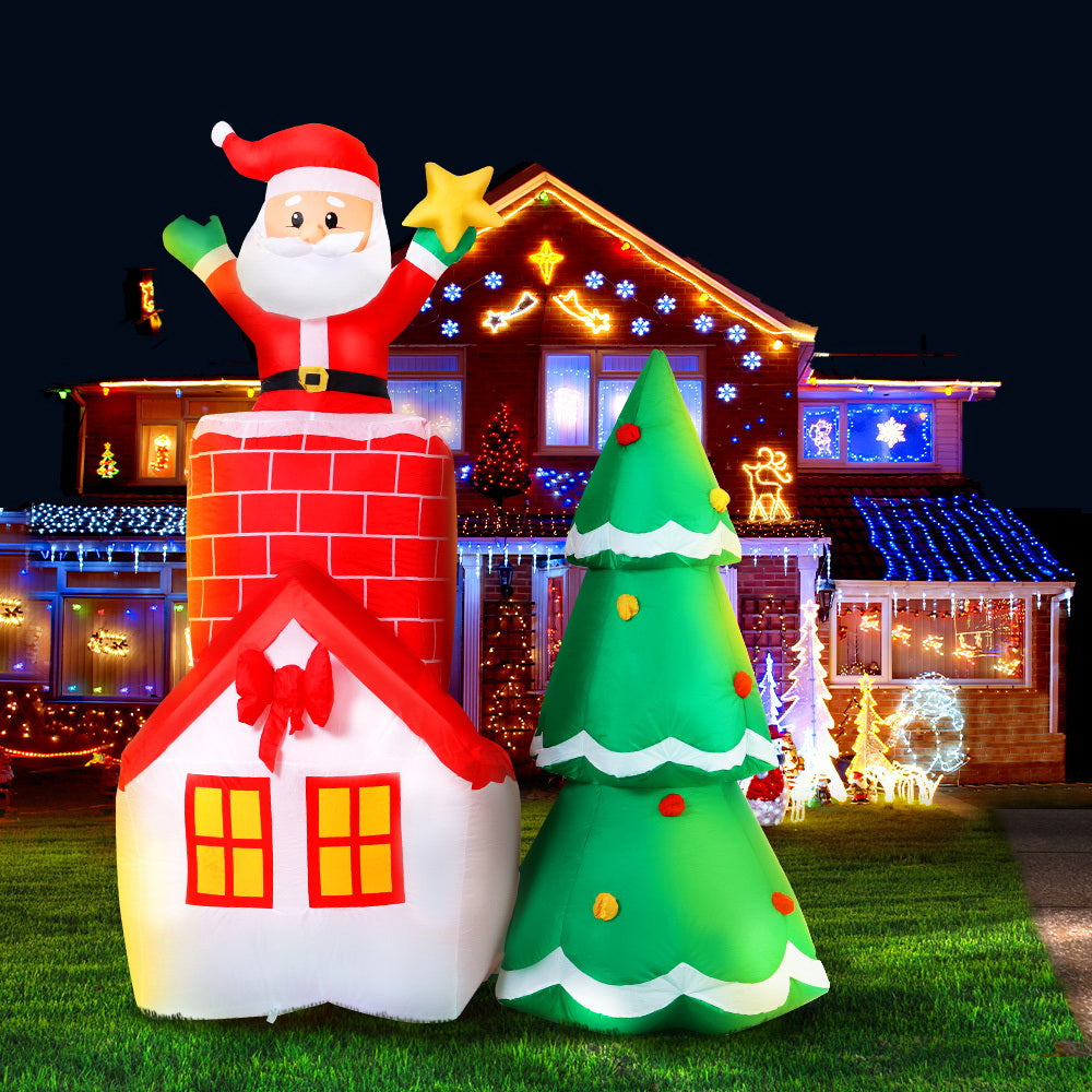 Jingle Jollys 2.2M Christmas Inflatable Santa Tree Lights Outdoor Decorations